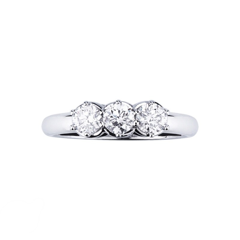 Bague trilogy en or blanc 18k avec diamants taille brillant 0.90 ct