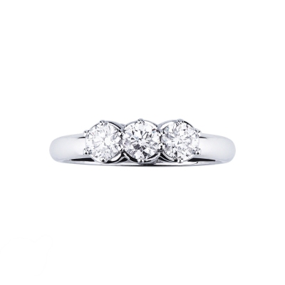 Bague trilogy en or blanc 18k avec diamants taille brillant 0.90 ct