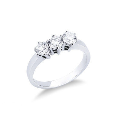 Bague trilogy en or blanc 18k avec diamants taille brillant 0.90 ct
