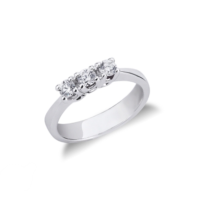 Bague femme Trilogy en or blanc 18K avec diamants