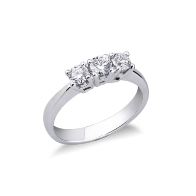 Bague Trilogy Classique en or blanc 18k avec diamants taille brillant