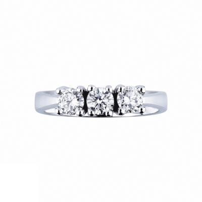 Bague trilogy en or blanc 18k avec diamants 0.75 ct
