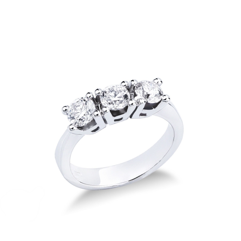 Bague Trilogy en Or Blanc 18k avec 3 Diamants CT 1.00