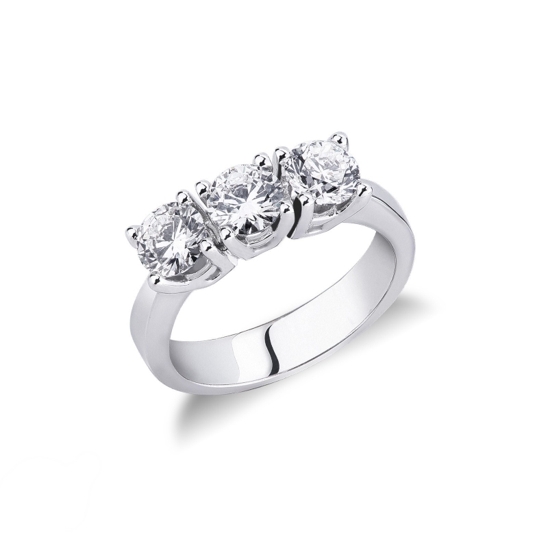 Bague Trilogie de diamants en or blanc 18k