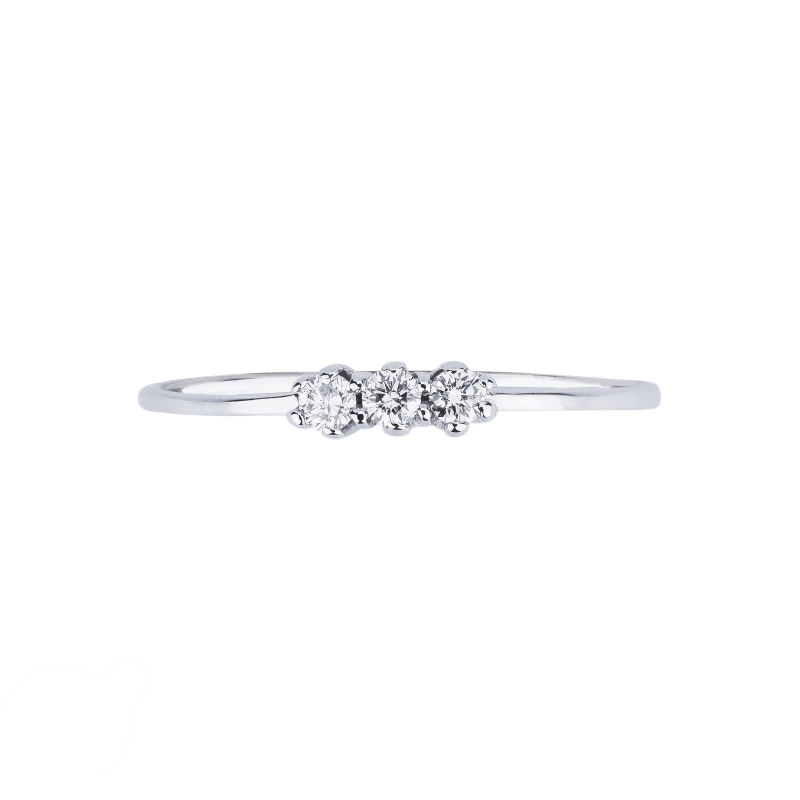 Bague trilogy en or blanc 18k à griffes avec diamants
