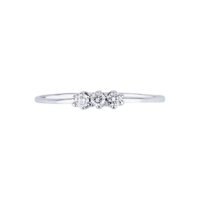Bague trilogy en or blanc 18k à griffes avec diamants