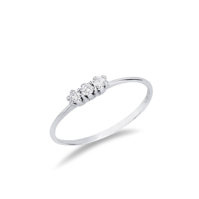 Bague trilogy en or blanc 18k à griffes avec diamants