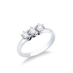 Bague trilogy en or blanc 18k avec diamants taille brillant 0.45 ct