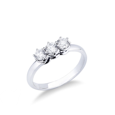 Bague trilogy en or blanc 18k avec diamants taille brillant 0.45 ct