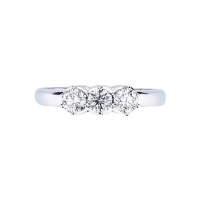 Bague trilogy en or blanc 18k avec diamants 0,60 ct