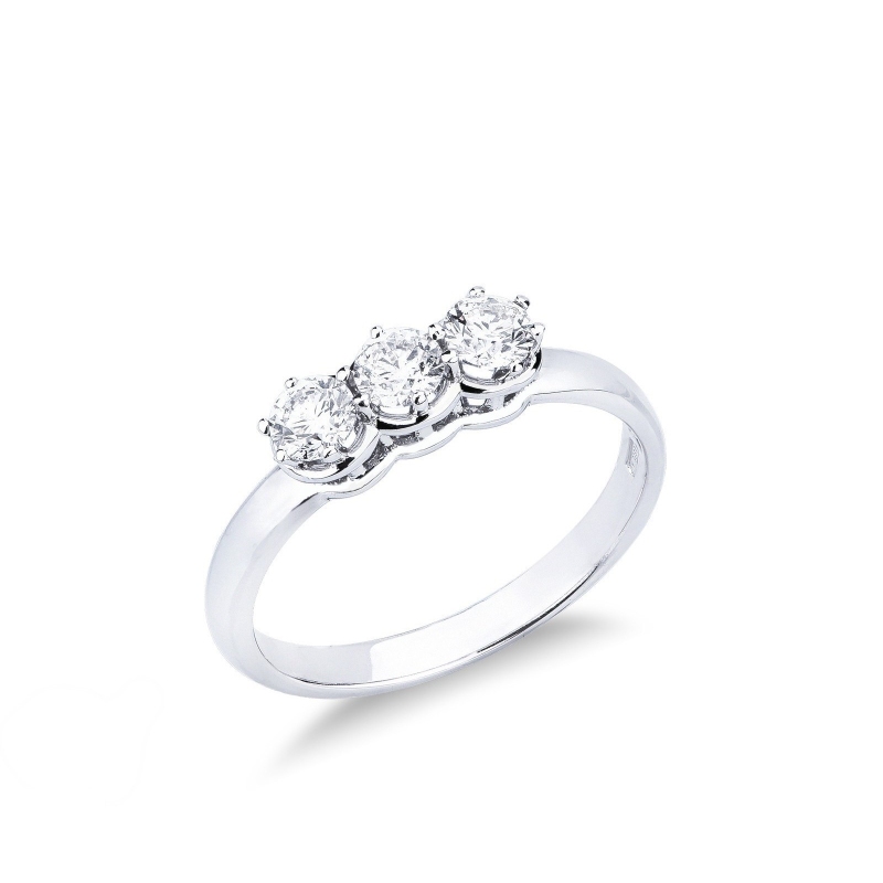 Bague trilogy en or blanc 18k avec diamants 0,60 ct
