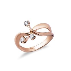 Bague Trilogy Femme en Or Rose 18k avec Diamants ct. 0,22
