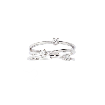 Bague triple bande en or blanc 18k avec diamants