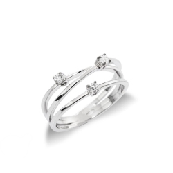 Bague triple bande en or blanc 18k avec diamants