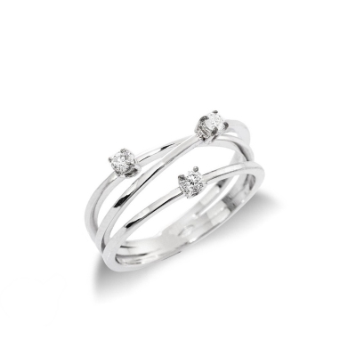 Bague triple bande en or blanc 18k avec diamants