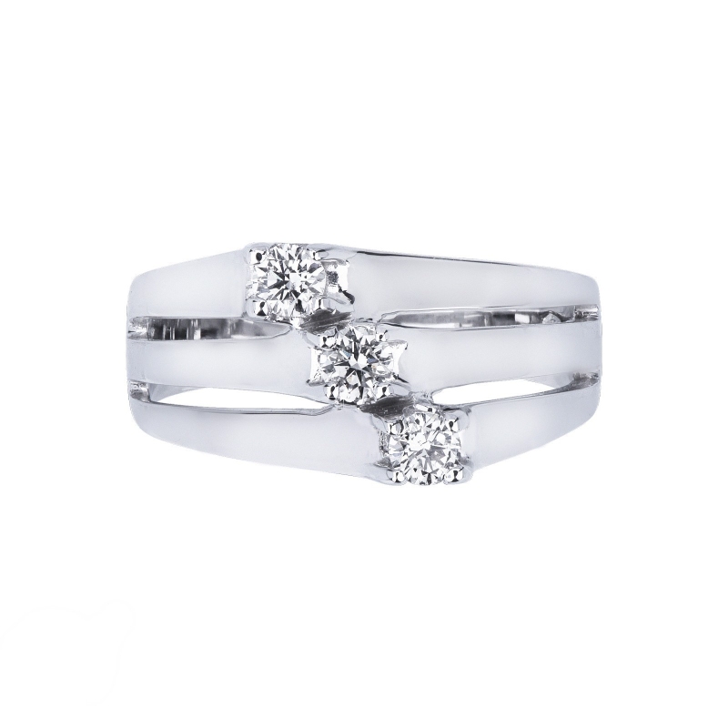 Bague trilogie femme en or blanc 18k avec diamants ct. 0,24