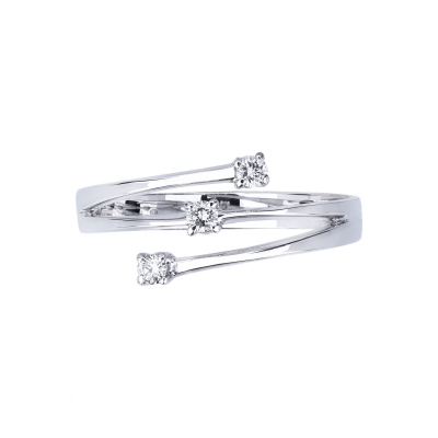 Bague trilogie femme en or blanc 18k avec diamants ct. 0,10
