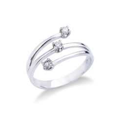 Bague trilogie femme en or blanc 18k avec diamants ct. 0,15