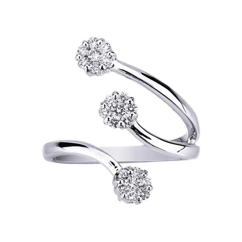 Bague modèle trilogy ilusion en or blanc 18k sertie diamants
