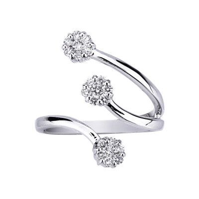 Bague modèle trilogy ilusion en or blanc 18k sertie diamants