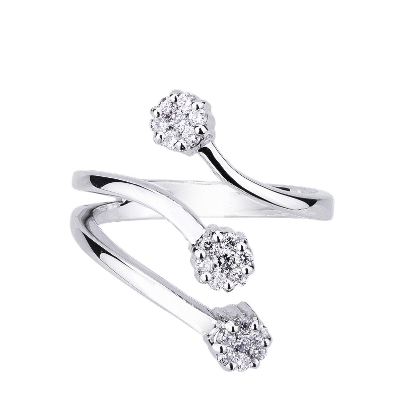  Bague trilogy contrarié en or blanc 18k avec diamants