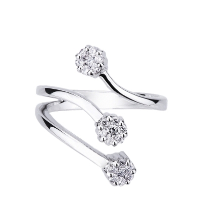  Bague trilogy contrarié en or blanc 18k avec diamants