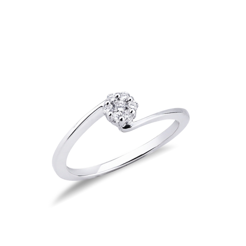 Bague Contrarié Fleur en Or Blanc 18k avec Diamants