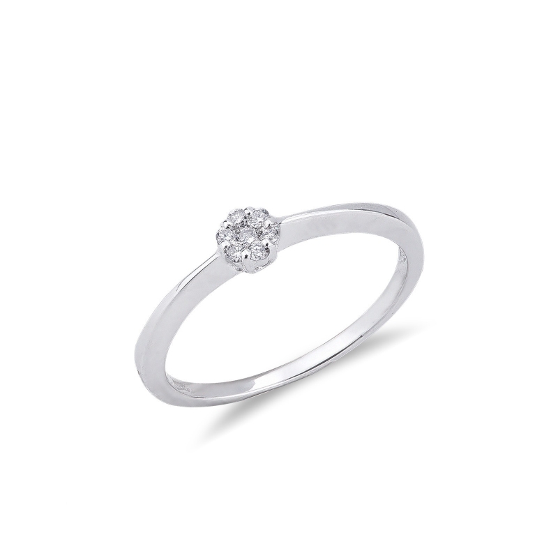 Bague pavé or blanc 18k avec diamants