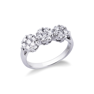 Bague Trilogy Illusion en or blanc 18 carats avec diamants