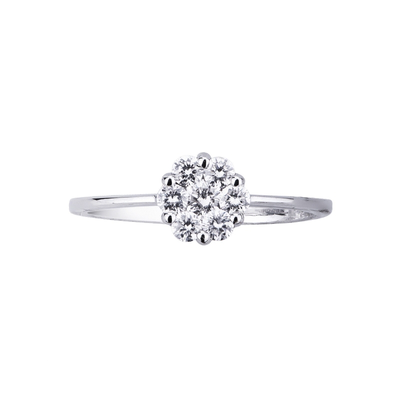Bague femme illusion en or blanc 18k sertie de diamants
