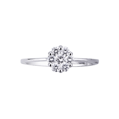 Bague femme illusion en or blanc 18k sertie de diamants