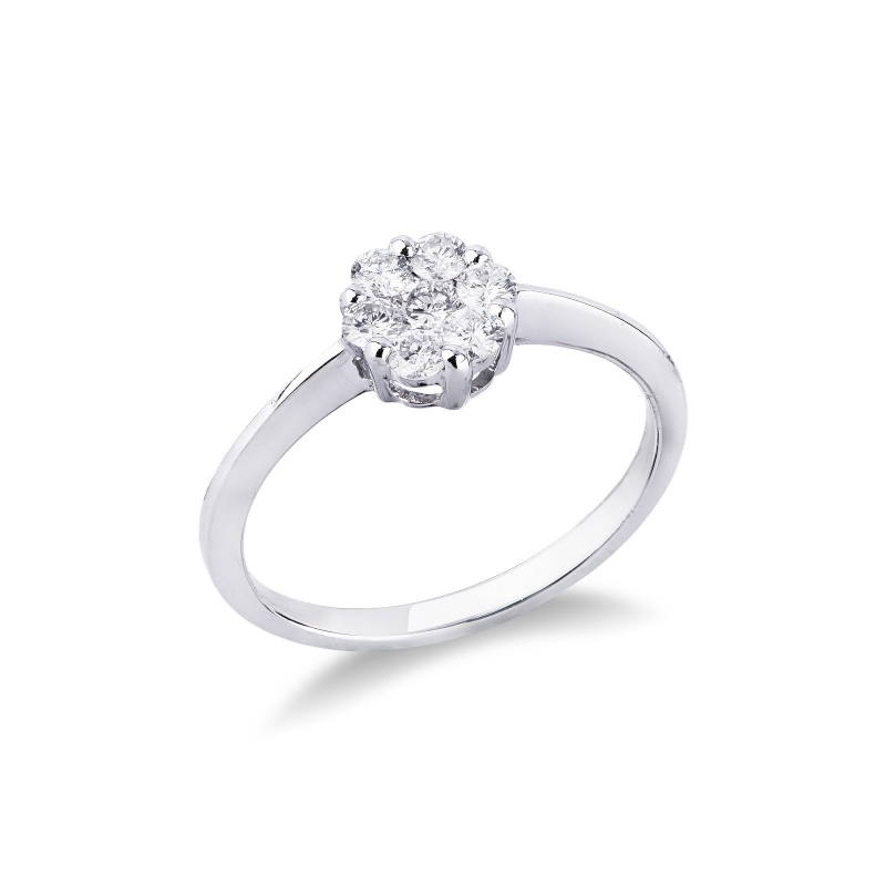 Bague femme illusion en or blanc 18k sertie de diamants