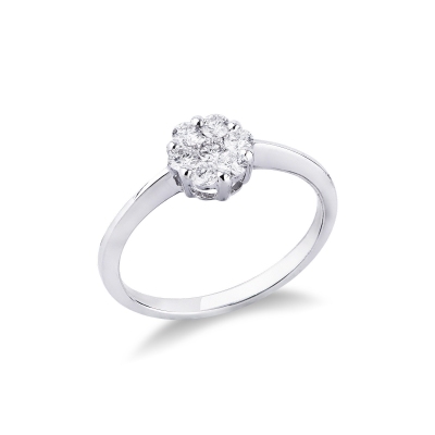 Bague femme illusion en or blanc 18k sertie de diamants