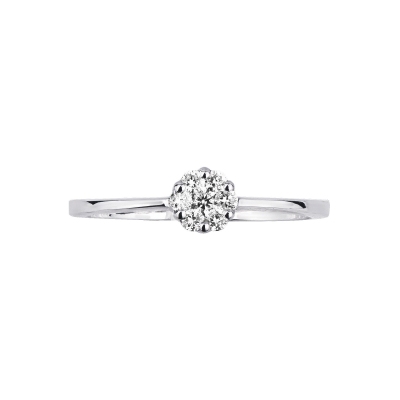 Bague en forme de fleur en or blanc 18 carats sertie de diamants