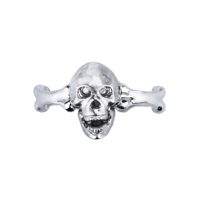 Bague skull mobile en or blanc 18k avec diamants