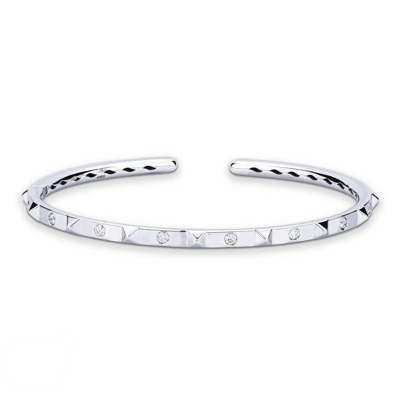 Bracelet rigide homme en or blanc 18k avec diamants