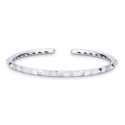 Bracelet rigide homme en or blanc 18k avec diamants