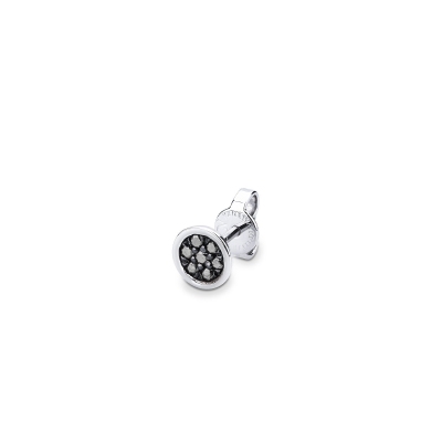 Mono boucle d'oreille homme en or blanc 18k avec diamants noirs
