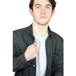 Anneau pour homme en or blanc 18k est serti 7 diamants 2