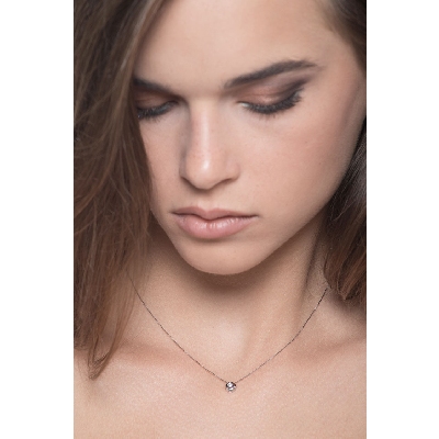 Collier pendentif diamant 0.02 ct or blanc 18k 