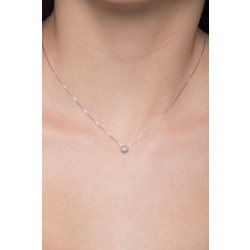Collier pendentif diamant 0.02 ct or blanc 18k  2