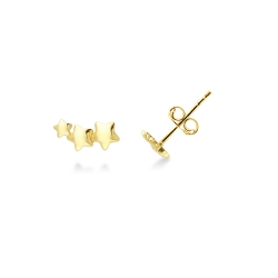 Boucles d’oreilles en or jaune 18K avec trois étoiles