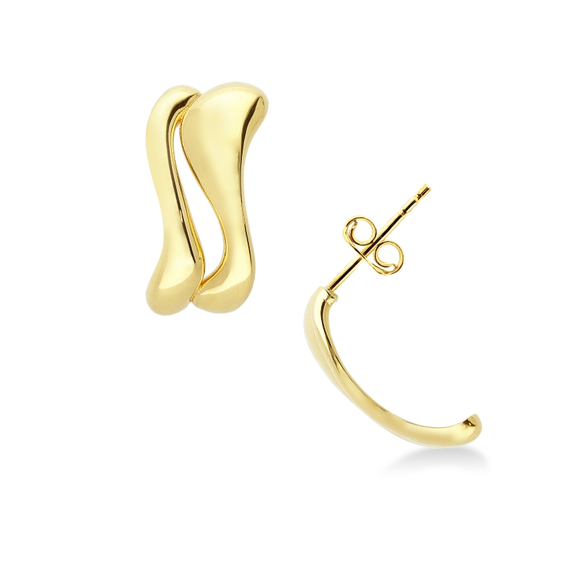 Boucles d'oreilles vagues en or jaune 18K