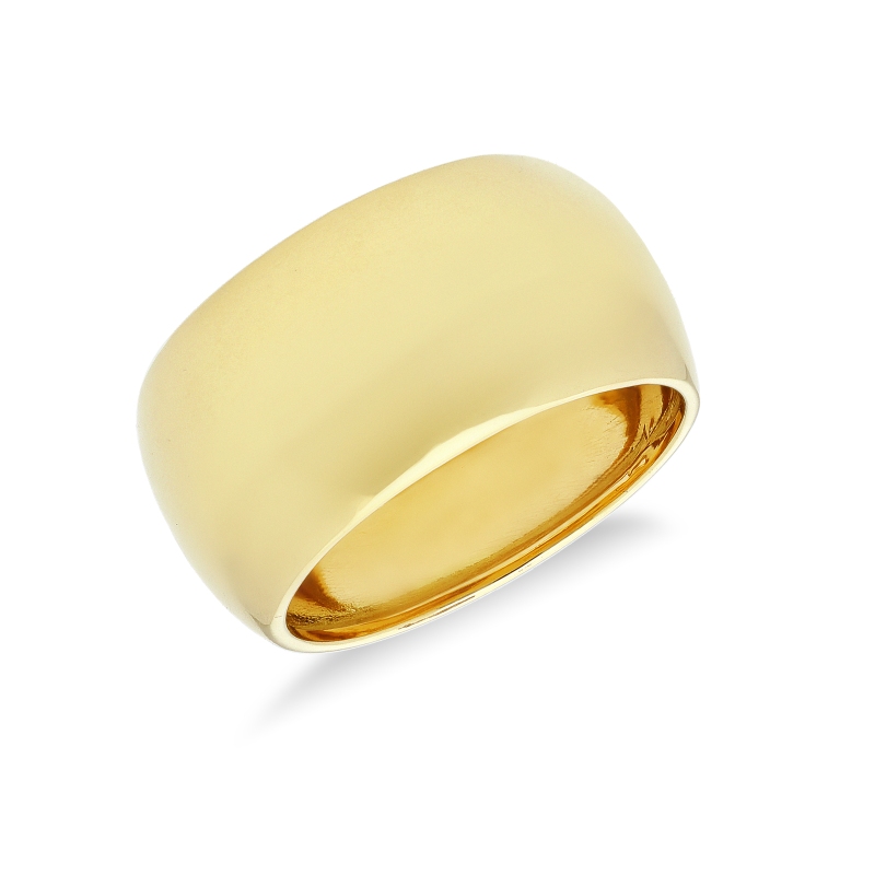 Bague large brillante en or jaune 18k