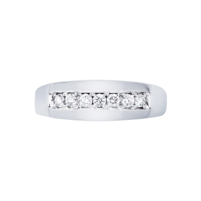 Anneau pour homme en or blanc 18k est serti 7 diamants