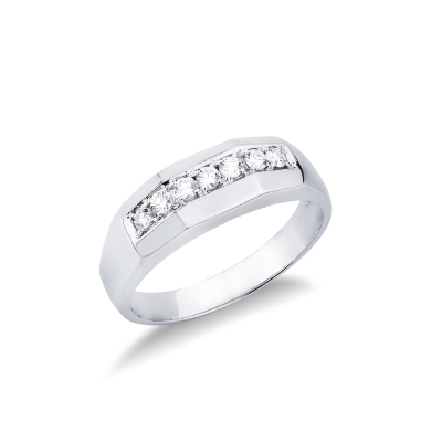 Anneau pour homme en or blanc 18k est serti 7 diamants