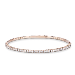 Bracelet rigide type tennis en or rose 18k avec diamants