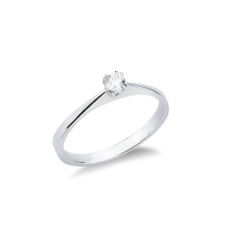 Bague Solitaire Valentin, Diamant 0,10 ct & Or Blanc 750