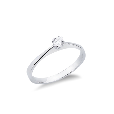 Bague Solitaire Valentin, Diamant 0,10 ct & Or Blanc 750