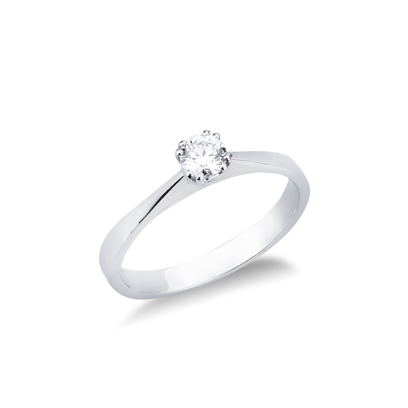 Bague solitaire femme en or blanc 18k diamant 0,25 ct